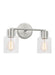 Generation Lighting Sayward Transitional 2-Light Bath Vanity Wall Sconce In Brushed Steel Silver Finish With Clear Glass Shades (DJV1002BS)