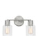 Generation Lighting Sayward Transitional 2-Light Bath Vanity Wall Sconce In Brushed Steel Silver Finish With Clear Glass Shades (DJV1002BS)