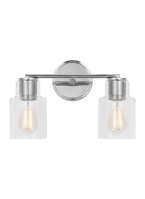Generation Lighting Sayward Transitional 2-Light Bath Vanity Wall Sconce In Chrome Finish With Clear Glass Shades (DJV1002CH)