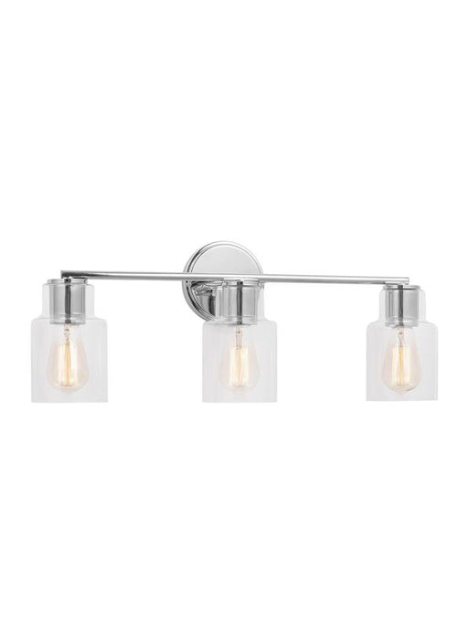Generation Lighting Sayward Transitional 3-Light Bath Vanity Wall Sconce In Chrome Finish With Clear Glass Shades (DJV1003CH)