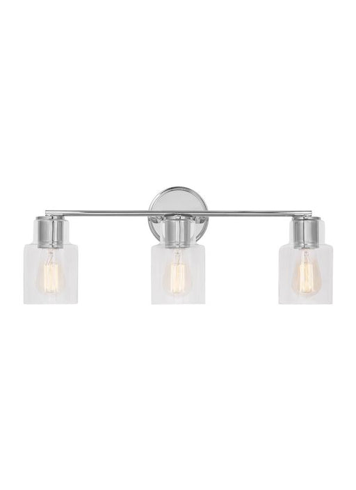 Generation Lighting Sayward Transitional 3-Light Bath Vanity Wall Sconce In Chrome Finish With Clear Glass Shades (DJV1003CH)