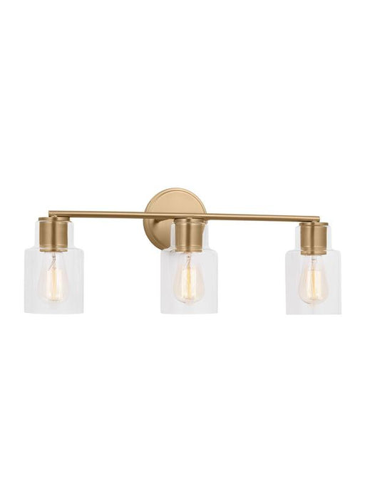 Generation Lighting Sayward Transitional 3-Light Bath Vanity Wall Sconce In Satin Brass Gold Finish With Clear Glass Shades (DJV1003SB)
