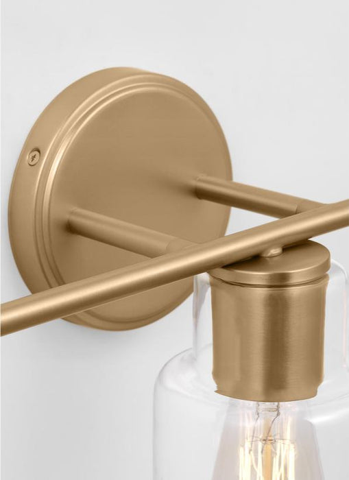 Generation Lighting Sayward Transitional 3-Light Bath Vanity Wall Sconce In Satin Brass Gold Finish With Clear Glass Shades (DJV1003SB)