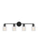 Generation Lighting Sayward Transitional 4-Light Bath Vanity Wall Sconce In Midnight Black Finish With Clear Glass Shades (DJV1004MBK)