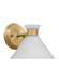 Generation Lighting Belcarra Modern 1-Light Wall Sconce Bath Vanity In Satin Brass Gold With Etched White Glass Shades (DJV1011SB)