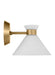 Generation Lighting Belcarra Modern 1-Light Wall Sconce Bath Vanity In Satin Brass Gold With Etched White Glass Shades (DJV1011SB)