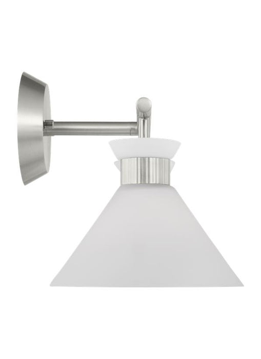 Generation Lighting Belcarra Modern 2-Light Bath Vanity Wall Sconce In Brushed Steel Silver Finish With Etched White Glass Shades (DJV1012BS)