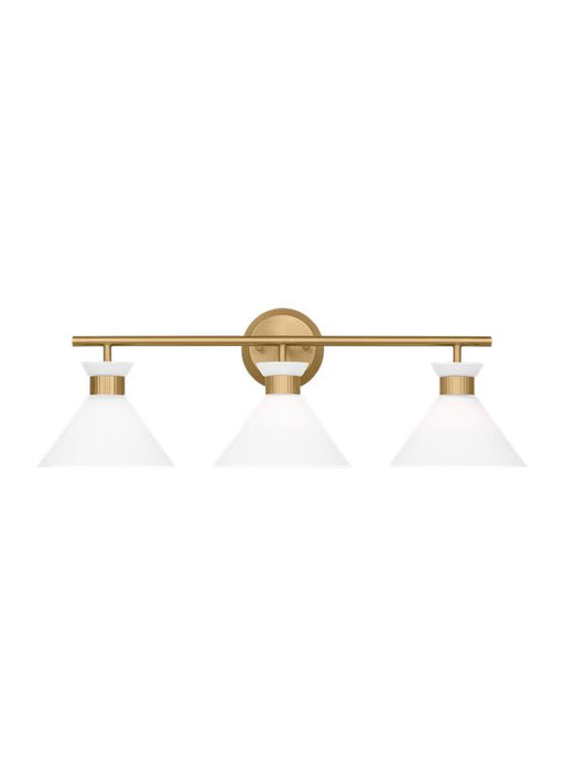 Generation Lighting Belcarra Modern 3-Light Bath Vanity Wall Sconce In Satin Brass Gold With Etched White Glass Shades (DJV1013SB)