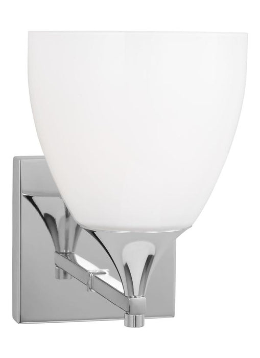 Generation Lighting Toffino Modern 1-Light Wall Sconce Bath Vanity In Chrome Finish With Milk Glass Shade (DJV1021CH)
