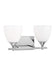 Generation Lighting Toffino Modern 2-Light Bath Vanity Wall Sconce In Chrome Finish With Milk Glass Shades (DJV1022CH)