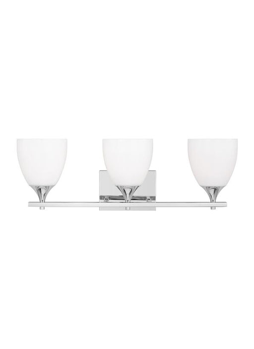 Generation Lighting Toffino Modern 3-Light Bath Vanity Wall Sconce In Chrome Finish With Milk Glass Shades (DJV1023CH)