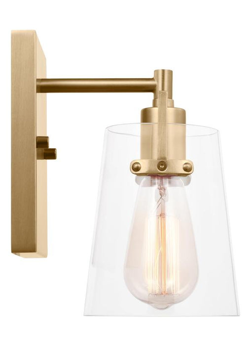 Generation Lighting Crofton Modern 1-Light Wall Sconce Bath Vanity In Satin Brass Gold With Clear Glass Shade (DJV1031SB)