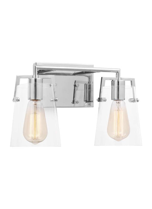 Generation Lighting Crofton Modern 2-Light Bath Vanity Wall Sconce In Chrome Finish With Clear Glass Shades (DJV1032CH)