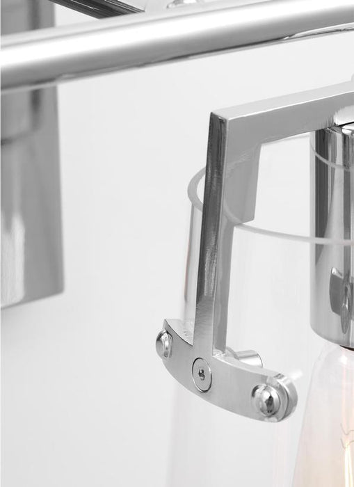 Generation Lighting Crofton Modern 2-Light Bath Vanity Wall Sconce In Chrome Finish With Clear Glass Shades (DJV1032CH)