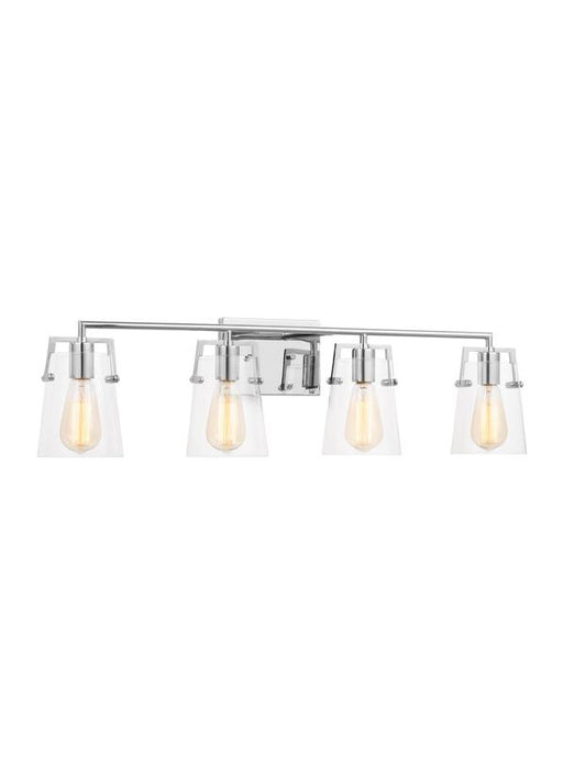 Generation Lighting Crofton Modern 4-Light Bath Vanity Wall Sconce In Chrome Finish With Clear Glass Shades (DJV1034CH)