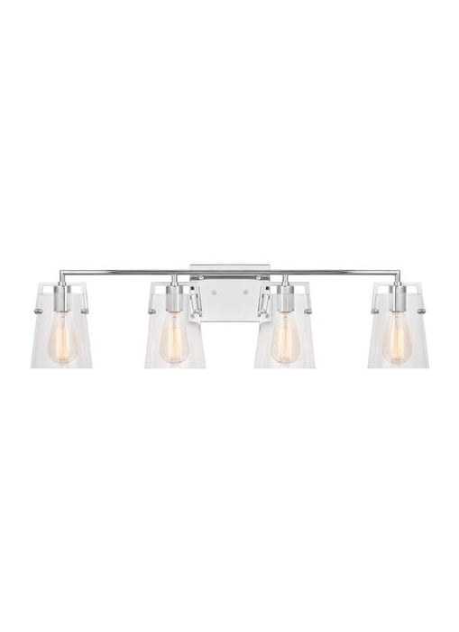 Generation Lighting Crofton Modern 4-Light Bath Vanity Wall Sconce In Chrome Finish With Clear Glass Shades (DJV1034CH)