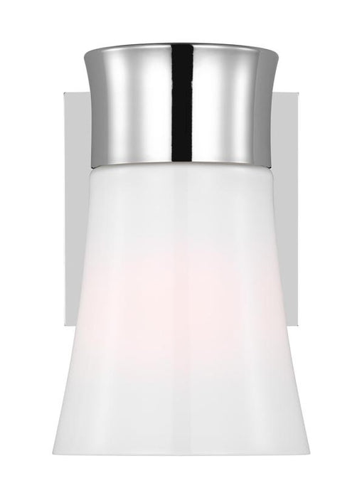 Generation Lighting Drew And Jonathan Scott Roy 1-Light Bath Vanity Wall Sconce In Chrome Finish With Milk Glass Shade (DJV1081CH)