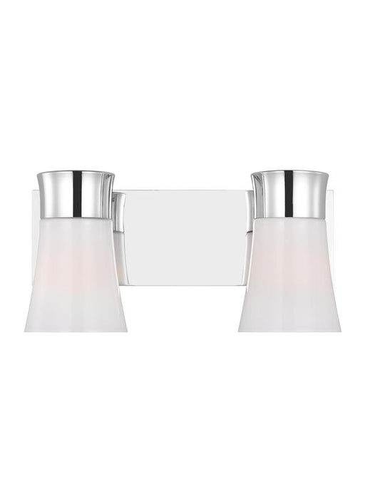 Generation Lighting Drew And Jonathan Scott Roy 2-Light Bath Vanity Wall Sconce In Chrome Finish With Milk Glass Shades (DJV1082CH)