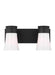 Generation Lighting Drew And Jonathan Scott Roy 2-Light Bath Vanity Wall Sconce In Midnight Black Finish With Milk Glass Shades (DJV1082MBK)