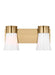 Generation Lighting Drew And Jonathan Scott Roy 2-Light Bath Vanity Wall Sconce In Satin Brass Finish With Milk Glass Shades (DJV1082SB)