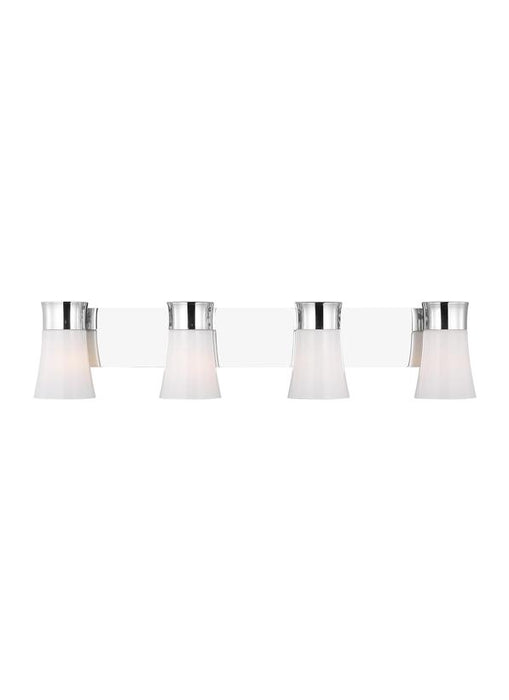 Generation Lighting Drew And Jonathan Scott Roy 4-Light Bath Vanity Wall Sconce In Chrome Finish With Milk Glass Shades (DJV1084CH)