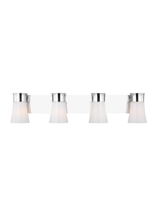 Generation Lighting Drew And Jonathan Scott Roy 4-Light Bath Vanity Wall Sconce In Chrome Finish With Milk Glass Shades (DJV1084CH)