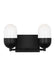 Generation Lighting Drew And Jonathan Scott Foster 2-Light Medium Bath Vanity Wall Sconce In Midnight Black Finish With Milk Glass Shades (DJV1092MBK)