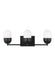 Generation Lighting Drew And Jonathan Scott Foster 3-Light Medium Bath Vanity Wall Sconce In Midnight Black Finish With Milk Glass Shades (DJV1093MBK)