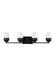 Generation Lighting Drew And Jonathan Scott Foster 4-Light Large Bath Vanity Wall Sconce In Midnight Black Finish With Milk Glass Shades (DJV1094MBK)