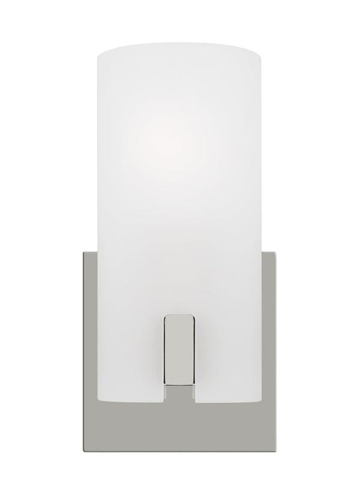 Generation Lighting Drew And Jonathan Scott Rhode 1-Light Small Bath Vanity Wall Sconce In Chrome Finish With Etched Glass Shade (DJV1101CH)