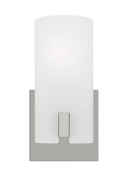 Generation Lighting Drew And Jonathan Scott Rhode 1-Light Small Bath Vanity Wall Sconce In Chrome Finish With Etched Glass Shade (DJV1101CH)