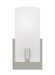 Generation Lighting Drew And Jonathan Scott Rhode 1-Light Small Bath Vanity Wall Sconce In Chrome Finish With Etched Glass Shade (DJV1101CH)