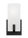 Generation Lighting Drew And Jonathan Scott Rhode 1-Light Small Bath Vanity Wall Sconce In Midnight Black Finish With Etched Glass Shade (DJV1101MBK)