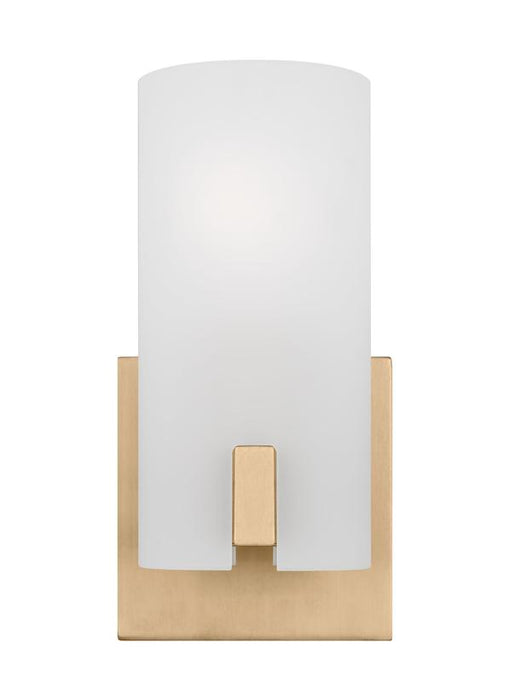 Generation Lighting Drew And Jonathan Scott Rhode 1-Light Small Bath Vanity Wall Sconce In Satin Brass Finish With Etched Glass Shade (DJV1101SB)