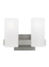 Generation Lighting Drew And Jonathan Scott Rhode 2-Light Medium Bath Vanity Wall Sconce In Brushed Steel Finish With Etched Glass Shades (DJV1102BS)