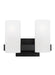 Generation Lighting Drew And Jonathan Scott Rhode 2-Light Medium Bath Vanity Wall Sconce In Midnight Black Finish With Etched Glass Shades (DJV1102MBK)