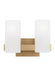 Generation Lighting Drew And Jonathan Scott Rhode 2-Light Medium Bath Vanity Wall Sconce In Satin Brass Finish With Etched Glass Shades (DJV1102SB)