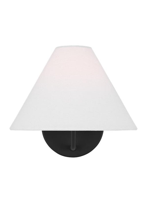 Generation Lighting Burke Transitional 1-Light Indoor Dimmable Bath Vanity Wall Sconce Midnight Black With White Linen Fabric Shade (DJW1001MBK)