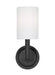 Generation Lighting Egmont Traditional 1-Light Indoor Dimmable Bath Vanity Wall Sconce Midnight Black With White Linen Fabric Shade (DJW1051MBK)