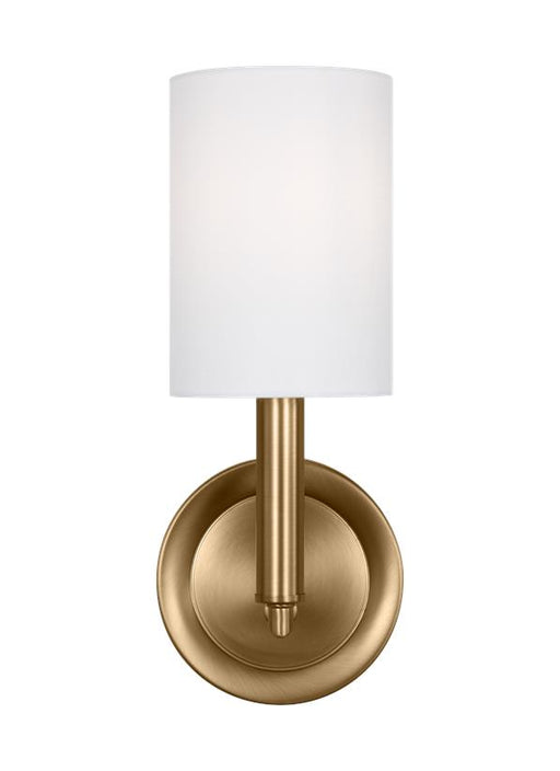 Generation Lighting Egmont Traditional 1-Light Indoor Dimmable Bath Vanity Wall Sconce Satin Brass Gold With White Linen Fabric Shade (DJW1051SB)