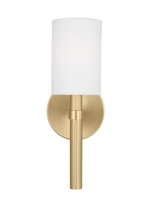 Generation Lighting Drew And Jonathan Scott Manor 1-Light Small Sconce In Satin Brass Finish With White Linen Fabric Shade (DJW1061SB)