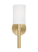 Generation Lighting Drew And Jonathan Scott Manor 1-Light Small Sconce In Satin Brass Finish With White Linen Fabric Shade (DJW1061SB)