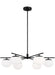Generation Lighting Lune Modern Large Indoor Dimmable 6-Light Chandelier In An Aged Iron Finish And Milk White Glass Shades (EC1246AI)