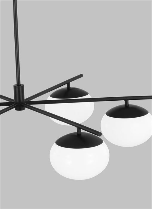 Generation Lighting Lune Modern Large Indoor Dimmable 6-Light Chandelier In An Aged Iron Finish And Milk White Glass Shades (EC1246AI)