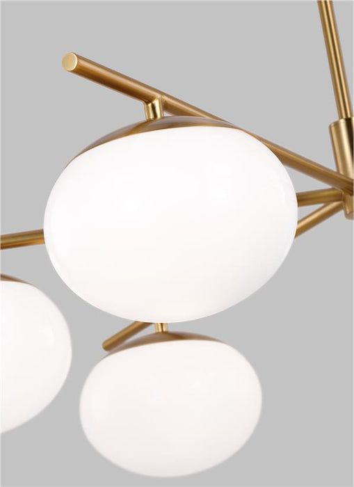 Generation Lighting Lune Modern Large Indoor Dimmable 6-Light Chandelier In A Burnished Brass Finish And Milk White Glass Shades (EC1246BBS)