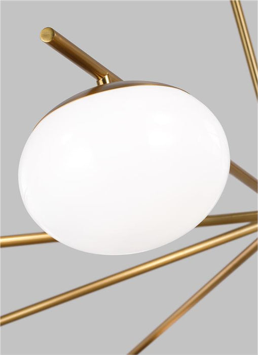 Generation Lighting Lune Modern Extra Large Indoor Dimmable Eight Light Chandelier In A Burnished Brass Finish And Milk White Glass Shades (EC1258BBS)