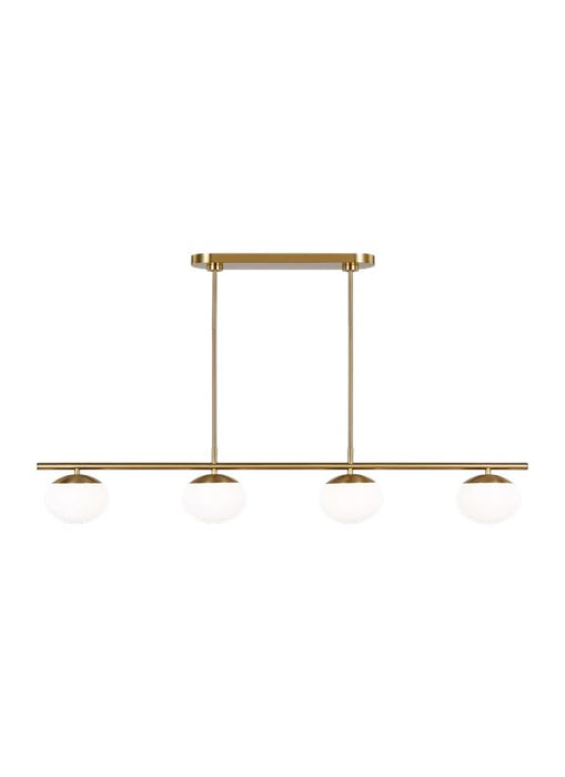 Generation Lighting Lune Modern Medium Indoor Dimmable 4-Light Linear Chandelier In A Burnished Brass Finish And Milk White Glass Shades (EC1264BBS)