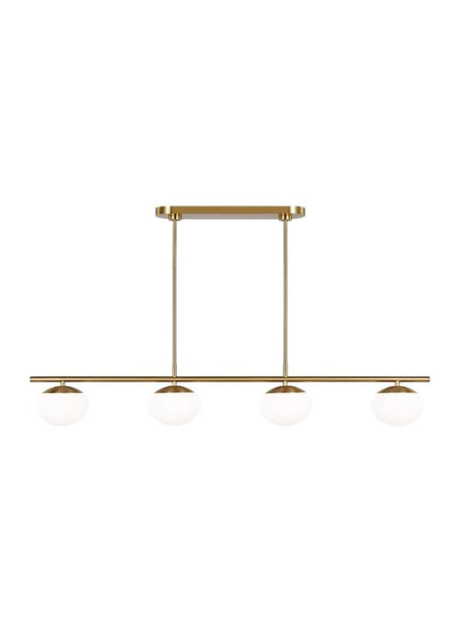 Generation Lighting Lune Modern Medium Indoor Dimmable 4-Light Linear Chandelier In A Burnished Brass Finish And Milk White Glass Shades (EC1264BBS)