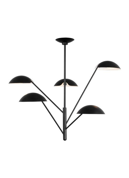 Generation Lighting Ellen Degeneres Nevel 5-Light Tall Chandelier In Aged Iron Finish With Aged Iron Steel Shades (EC1285AI)