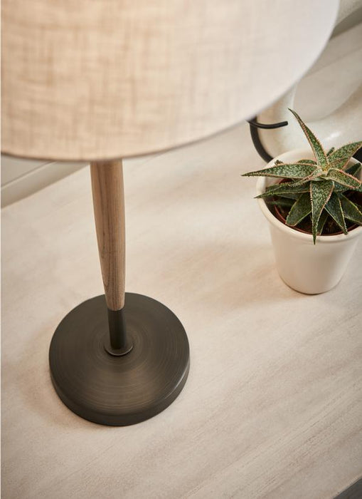 Generation Lighting Ferrelli Table Lamp Weathered Oak Wood Finish With White Linen Shade (ET1161WDO1)